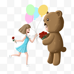 情人节熊气球图片_情人节人物和气球