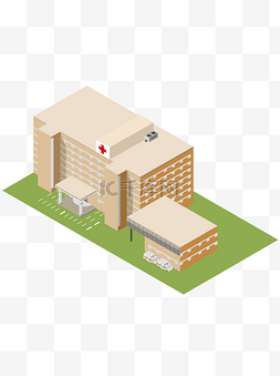 建筑简单图片_2.5D医院立体建筑可商用元素