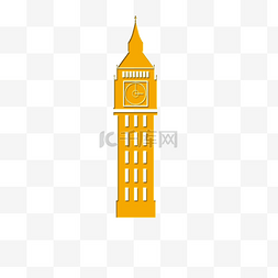 手绘英国旅行图片_黄色建筑不规则图形英国旅游装饰