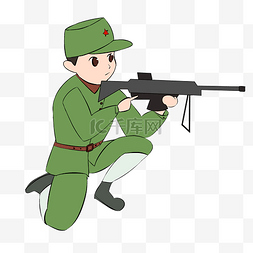 八一建军节战士射击训练插画