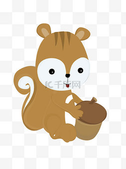 卡通可爱的小松鼠图片_卡通可爱抱着松子的小松鼠可商用