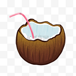 水果矢量图图片_卡通手绘椰子果汁设计