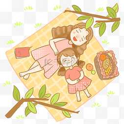 春季野餐母女
