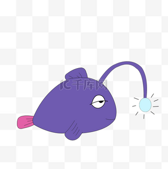 卡通简笔画紫色深海鮟鱇鱼png