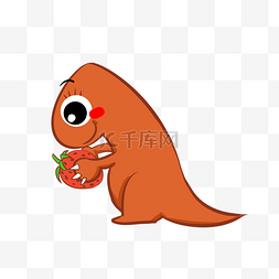 红色小草莓图片_吃草莓的红色小恐龙