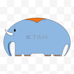 猛犸象牙图片_蓝色大象边框插画