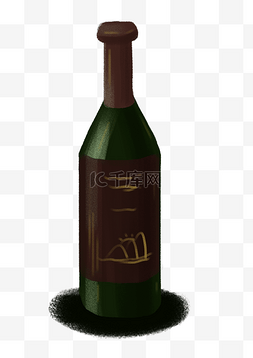清新瓶子图片_手绘卡通红酒瓶子