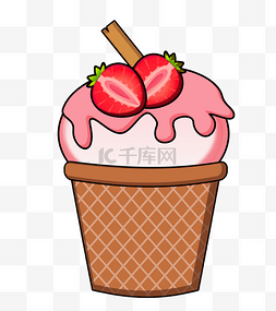 促销暑期图片_草莓冰淇淋png素材