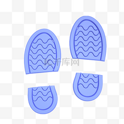立体脚印图片_C4D柔蓝色立体脚印装饰