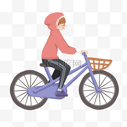 骑自行车卡通小清新插画