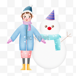 冬季首页图片_下雪雪地雪人冬季蓝色清新插画