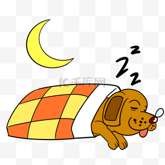 盖着被子睡觉的小狗