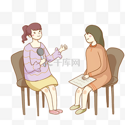 简笔画记者图片_记者节采访的记者节目访谈免抠PNG