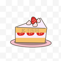 一块草莓蛋糕插画