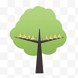 黄色小鸟树木插画