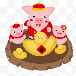 2019年春节新年卡通小猪可爱风格