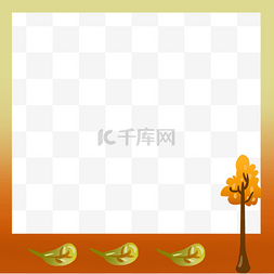 手绘插画植物边框图片_绿色的树叶边框