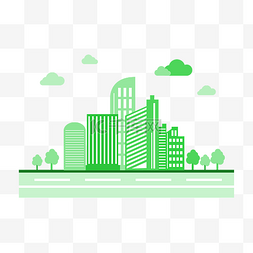 线条建筑矢量图片_矢量手绘绿色建筑