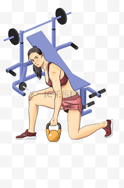 健身运动女性锻炼插画