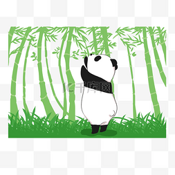 手绘卡通竹子熊猫