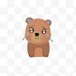 棕色水彩图片_手绘哭泣的小熊免抠图