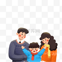 妈妈海报图片_小清新儿童节一家人插画海报