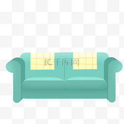 躺在沙发里图片_家装节绿色沙发免抠PNG素材