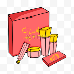 化妆盒子图片_手绘化妆品礼盒插画