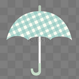 绿色格子雨伞卡通素材免费下载