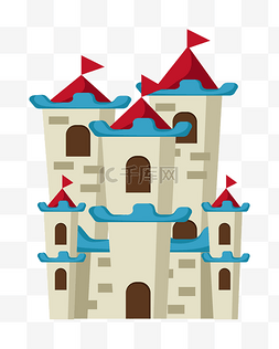 红色的城堡图片_红色旗帜装饰城堡