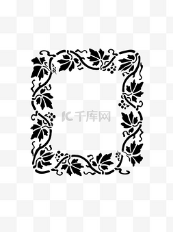 中国风黑白水墨花卉边框装饰元素