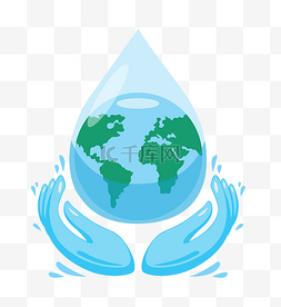 地球水滴图片_蓝色水滴和植物 