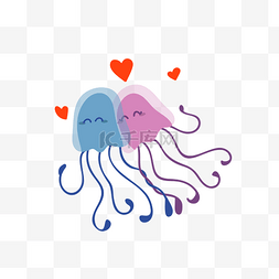 绿色的章鱼图片_浪漫情人节相依相偎的章鱼