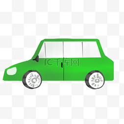 汽车车轮插画图片_绿色的汽车手绘插画