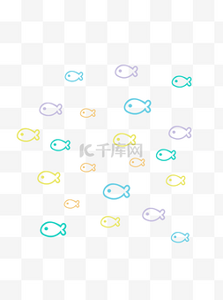 小鱼七巧板图片_手绘彩色卡通小鱼漂浮素材