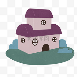 紫色的楼房图片_紫色的建筑房子插画