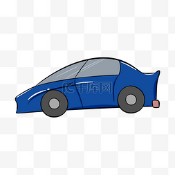 汽车车轮插画图片_蓝色的汽车手绘插画