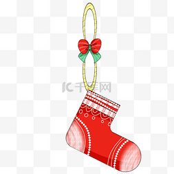 圣诞袜挂袜图片_蝴蝶结红色圣诞袜子挂饰