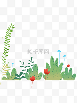 植物彩绘图案图片_彩绘绿色植物元素设计