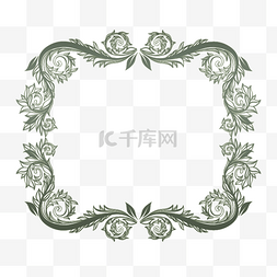 墨绿陶瓷图片_边框欧式花纹树叶元素
