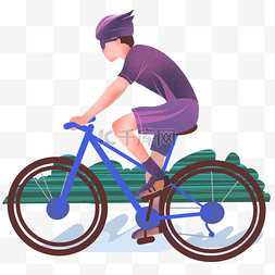 健身插画人物图片_骑自行车运动的男孩插画
