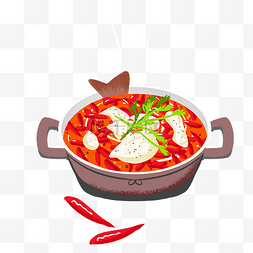 美食手绘米饭图片_美味麻辣鱼手绘插画