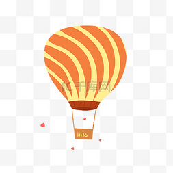 桃心热气球图片_黄色斜纹简约热气球在空中