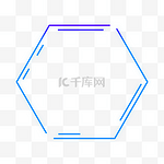 蓝色紫色科技感外发光几何方形六边形边框