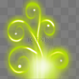 发光植物png图片_光感植物绿色卷曲浪漫植物美容电