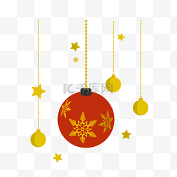 装饰球绿色图片_圣诞节卡通扁平古典红色装饰球元