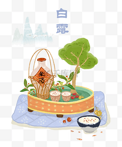 白露节气插画图片_白露二十四节气美食插画