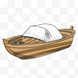 小船的图片_手绘木质的乌篷船插画