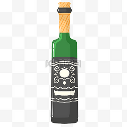 绿色手绘酒瓶图片_手绘洋酒的瓶子插画