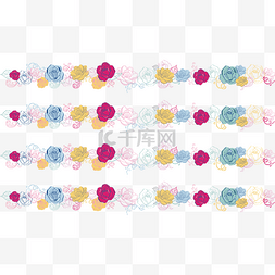 欧式花朵线稿图片_矢量彩色花朵玫瑰边框
